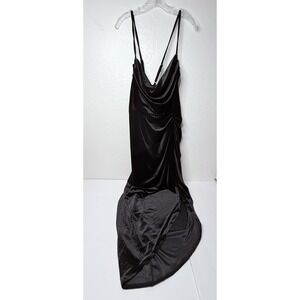 SHEIN Bae Black Dress Velvet Spaghetti Strap 2XL Plus Prom Ruched Stretch New